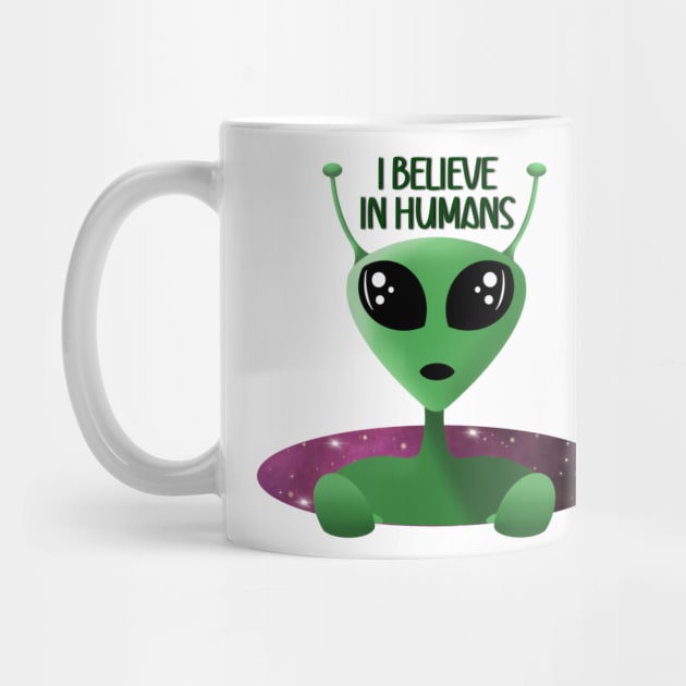 Alien UFO I Believe in Humans Blue by Hellbender Creations